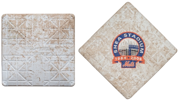 Lot of (2) New York Mets Game Used Bases Used For Johan Santanas Career Win #100 &  Ruben Tejadas Inside The Park Home Run (MLB Authenticated)